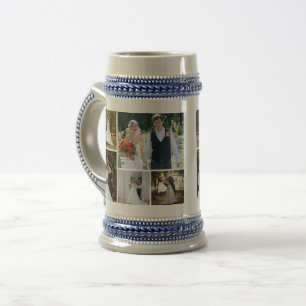 Chope à bière personnalisée avec collage de photos