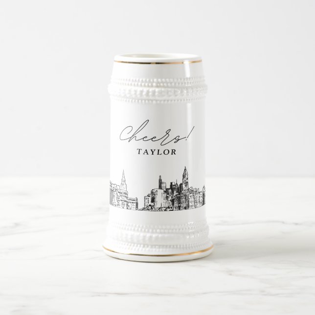 Chope À Bière Philadelphie personnalisée Cadeau Skyline Bière St (Centre)