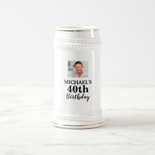 Chope À Bière Photo personnalisée 40e anniversaire