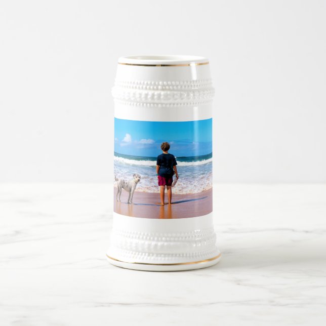 Chope À Bière Photo personnalisée - Votre propre design - J'aime (Centre)