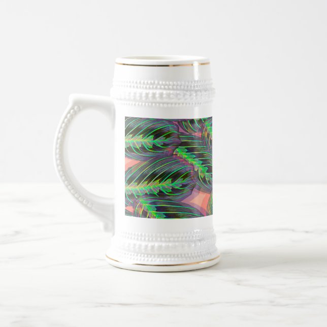 Chope À Bière Plante Calathea Motif feuille verte (Gauche)