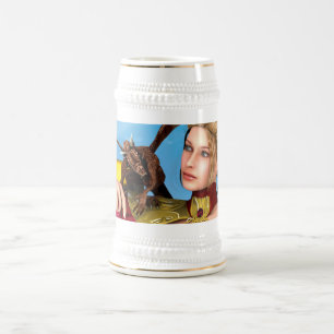 Chope À Bière Princesse Dragon Fantastique Art Numérique