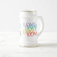 RAINBOVE LOVE White & Gold Stein
