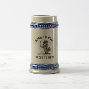 Chope À Bière raton laveur golf, né golf, force au travail
