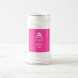 Chope À Bière Restez calme et rouler (rose)