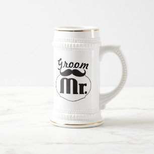 Chope À Bière Retro Funny Mr Mustache Groom