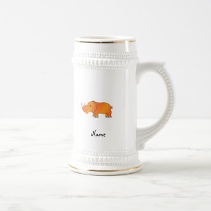 Chope À Bière Rhinocéros orange nommé personnalisé