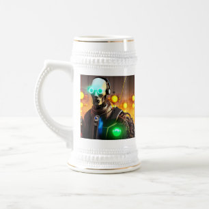 Chope À Bière Robot 2 blanc stein or trim