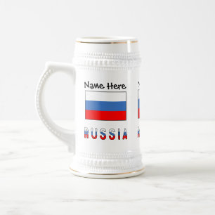 Chope À Bière Russie Drapeau Russe Noir Personnalisation 
