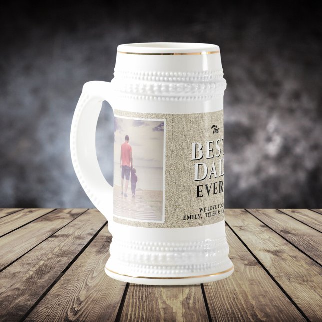 Chope À Bière Rustique Meilleur papa Jamais Photo Fête des Pères (Créateur téléchargé)
