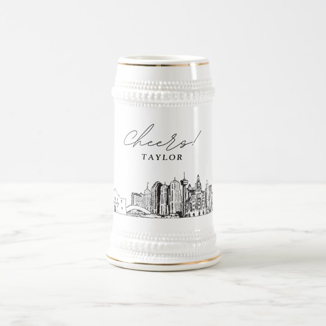 Chope À Bière San Antonio Texas Personnalisé Skyline (Centre)