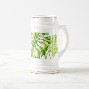 Chope À Bière Sculptures feuillues sur un Stein