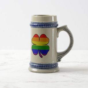 Chope À Bière Shamrock Rainbow Flag Gay et Lesbian Pride