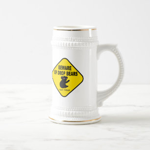 Chope À Bière Signe australien drôle. Prenez garde des ours de