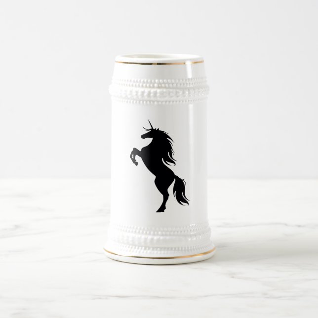 Chope À Bière Silhouette noire Unicorne Stein (Centre)