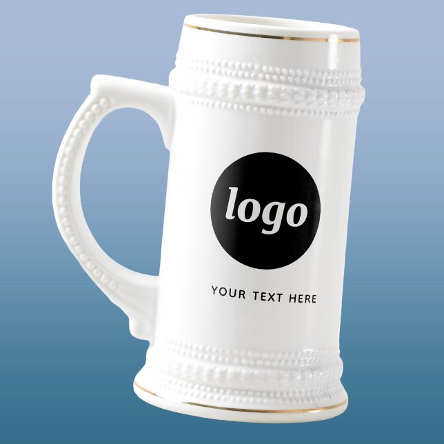 Chope À Bière Simple Logo and Text Business (Simple logo with custom text business branding promotional beer stein mug)