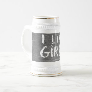 Chope À Bière SlipperyJoe's J'aime les filles tableau noir sale