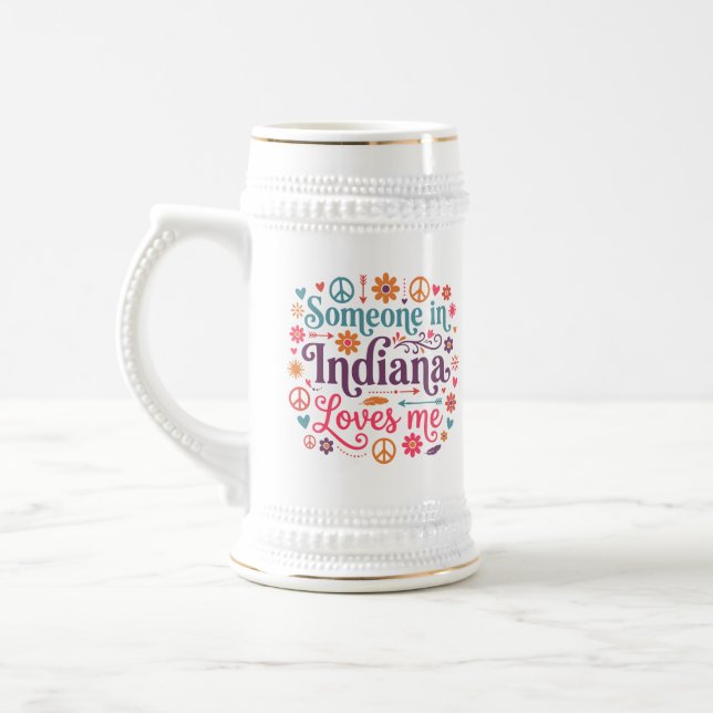 Chope À Bière Someone in Indiana Loves Me Boho Hippie Design (Gauche)