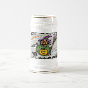 Chope À Bière Sorcière, Chat, Chauve-souris et Citrouille, Bonne