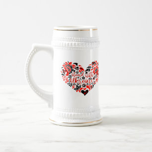 Chope À Bière Soyez avec l'Ukraine lettrage et coeur