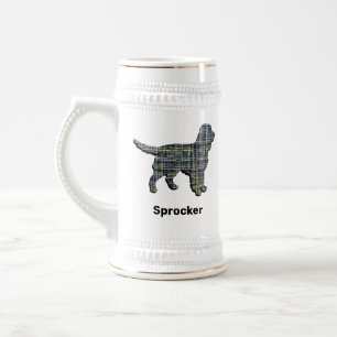 Chope À Bière Sprocker Spaniel Chien Jaune & Noir Grille