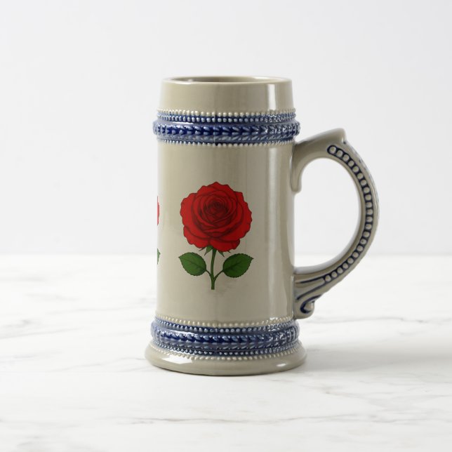Chope À Bière Stein aux Roses Rouges (Droite)
