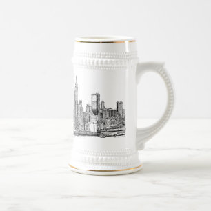 Chope À Bière Stein de bière d'encre d'horizon de New York