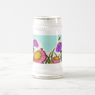 Chope À Bière Stein de prairie de fleurs