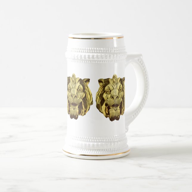 Chope À Bière Stein - Têtes de Lion Doré (Devant droit)