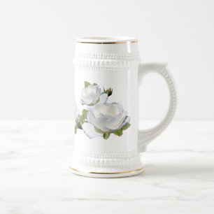 Chope À Bière Steins élégants de roses blancs