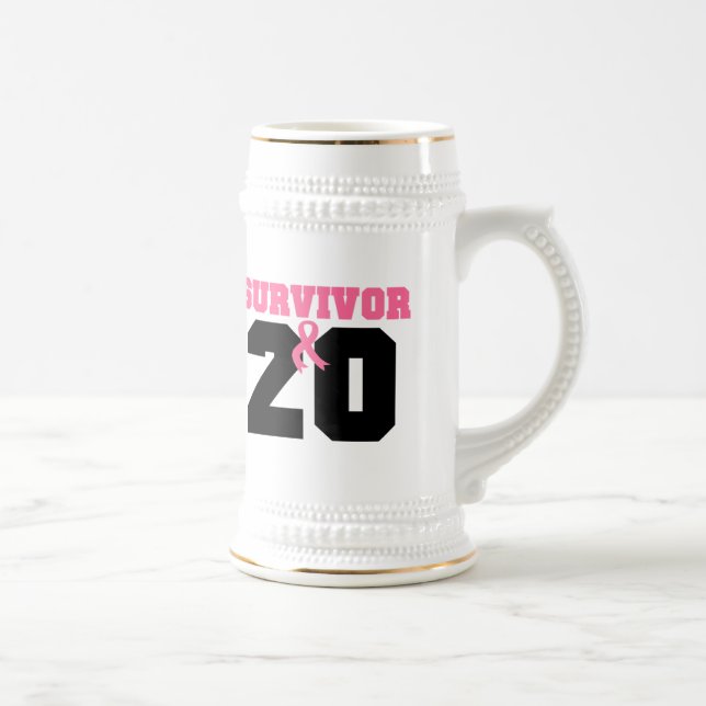 Chope À Bière Survivant de cancer du sein 20 ans (Droite)