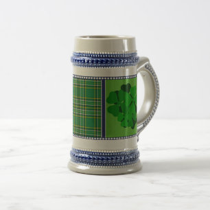 Chope À Bière tartan national irlandais, trèfle à feuilles shamr