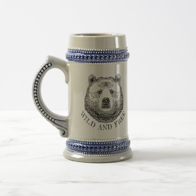 Chope À Bière Tête D'Ours, Sauvage Et Libre, Illustration Dessin (Gauche)