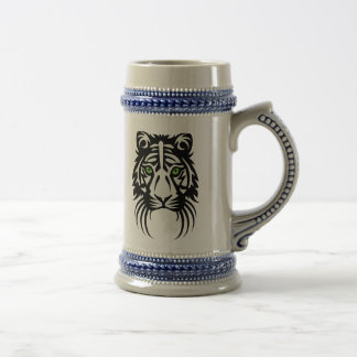 Chope À Bière Tigre Tribal Tattoo noir blanc