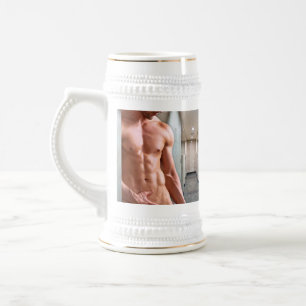Chope À Bière Torse d'homme musclé torse nu sixpack de SlipperyJ