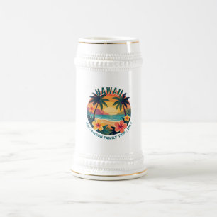 Chope À Bière Vacances familiales tropicales rétro personnalisée