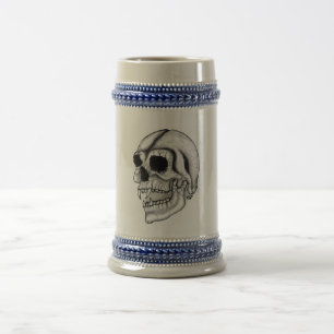 Chope À Bière Vampir crâne noir et blanc