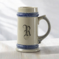 Vapeur de bière en céramique grise et bleue avec u