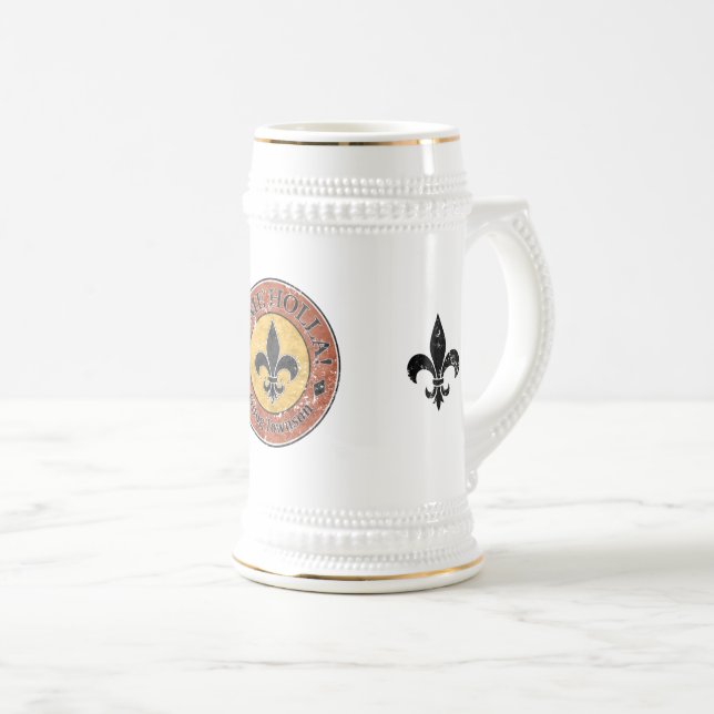 Chope À Bière Viens Holla ! Logo Fleur-de-lis Circle (Devant droit)