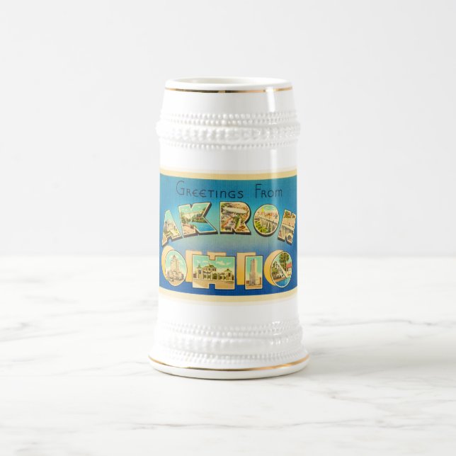Chope À Bière Vieux souvenir de Vintage voyage d'Akron Ohio OH (Centre)