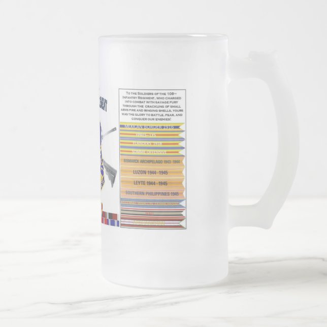 Chope Givrée 108e régiment d'infanterie givré Beer Stein  (Droit)
