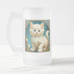 Chope Givrée Alphonse Mucha Art Nouveau Chat Blanc