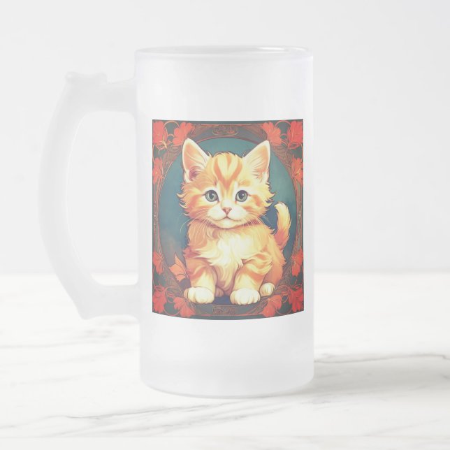 Chope Givrée Alphonse Mucha Style Chat orange (Gauche)