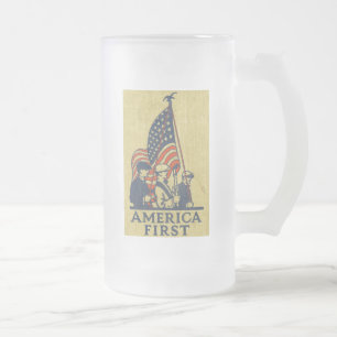 Chope Givrée Amérique d'abord drapeau américain Patriotes texte