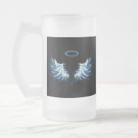 Blue Glowing Angel Wings on black background