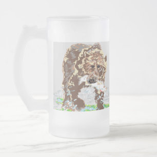 Chope Givrée Boue de bière en verre givrée / Ours grizzli