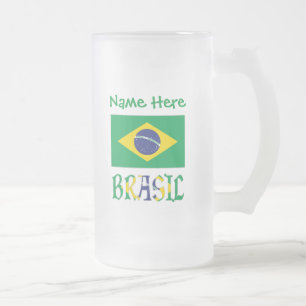 Chope Givrée Brésil Drapeau Brésil Nom Personnalisé