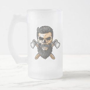 Chope Givrée Bûcheron Crâne Barbu Haches Croisées