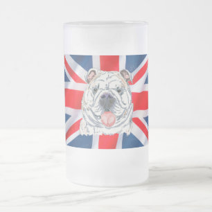 Chope Givrée Bulldog anglais et Union Jack sur givré stein