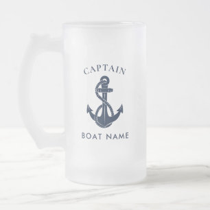 Chope Givrée Capitaine nautique personnalisé Ancre de bateau bl